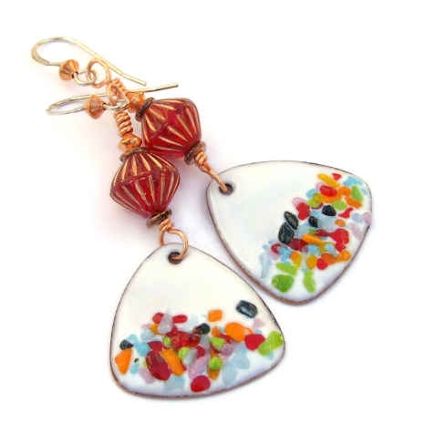 colorful enamel boho earrings handmade gift for her