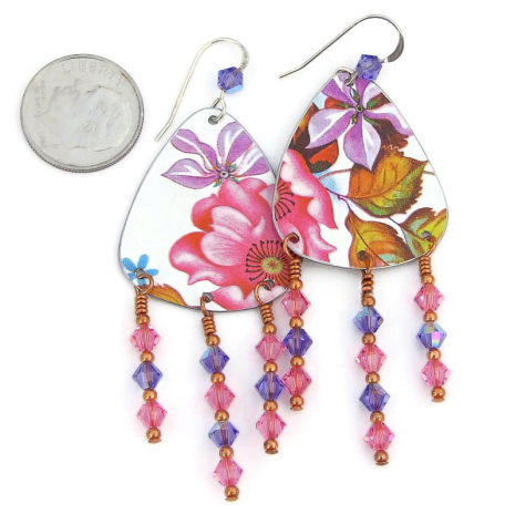 colorful handmade vintage tin flower jewelry lightweight gift for her