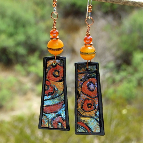colorful lightweight red poppy flower earrings polymer clay
