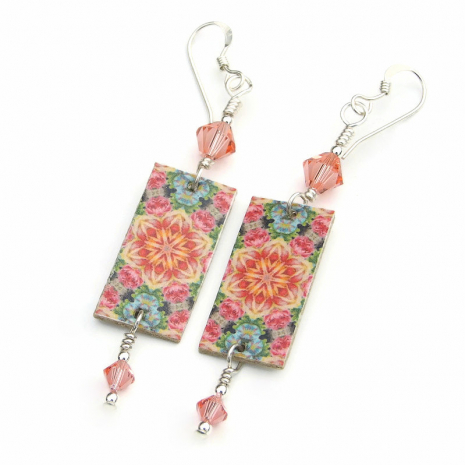 colorful mandala handmade earrings gift for her