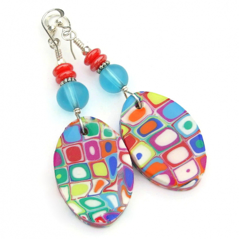 colorful polymer clay earrings handmade gift for women
