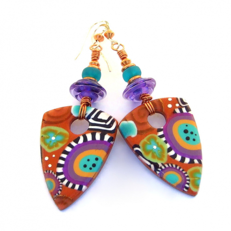 colorful shield earrings gift for women
