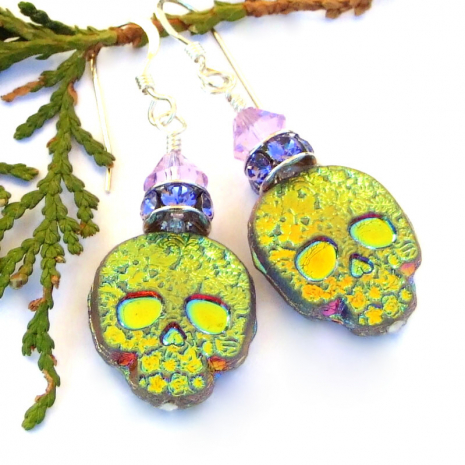 colorful skull jewelry halloween day of the dead