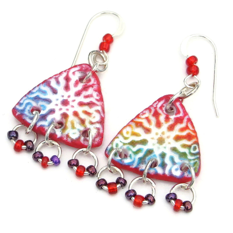 colorful sun burst polymer clay jewelry handmade gift for women