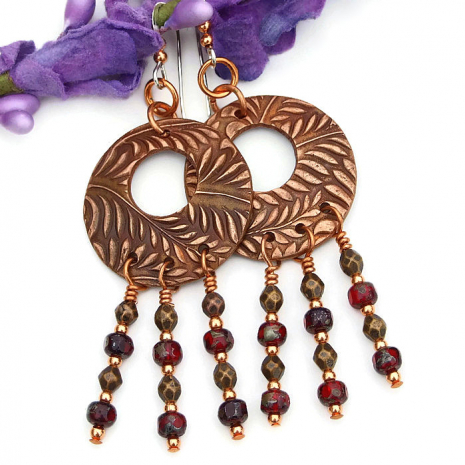 fern hoop earrings