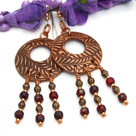 copper fern hoop chandler jewelry