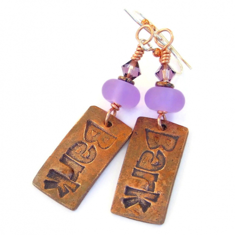 copper bark dog lover earrings handmade gift for her