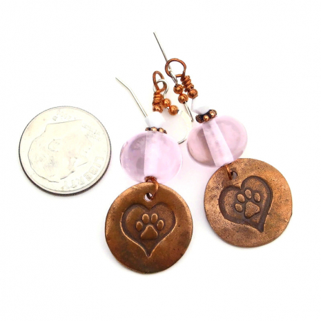 copper dog paw print jewelry gift for her