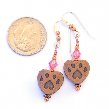 copper dog paw print jewelry handmade gift for her