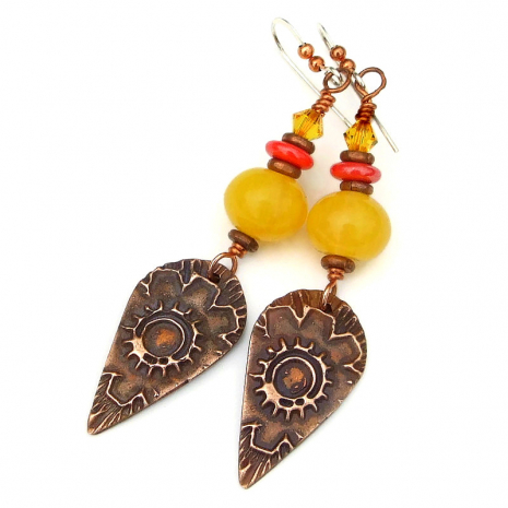 copper flower autumn jewelry gift for women