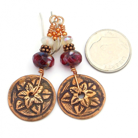 copper flower floral jewelry handmade boho gift for her