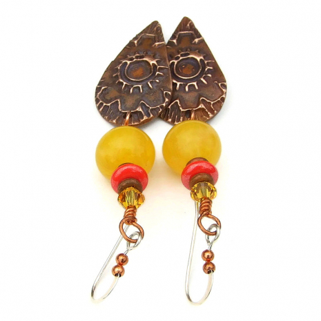 copper flower sun yellow copal jewelry