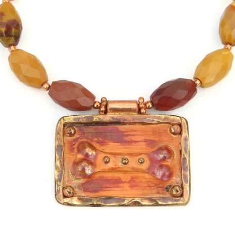 copper patina bone pendant jewelry gift for her