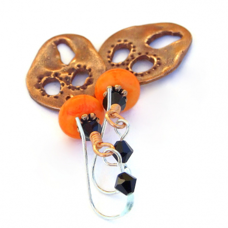 copper scream halloween jewelry handmade orange black