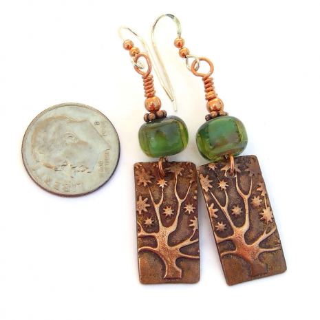 copper tree flowers jewelry gift for her