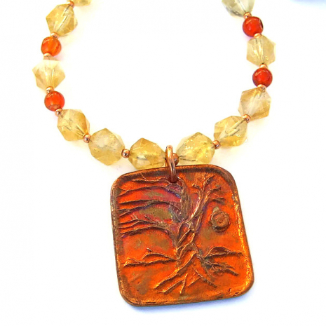 copper Tree of Life pendant necklace handmade gift for her