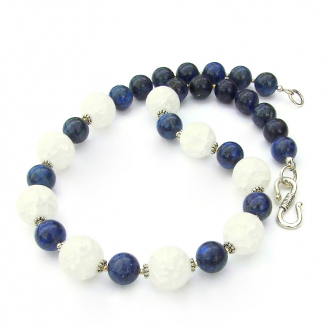 crackle quartz lapis lazuli handmade jewelry gift for women