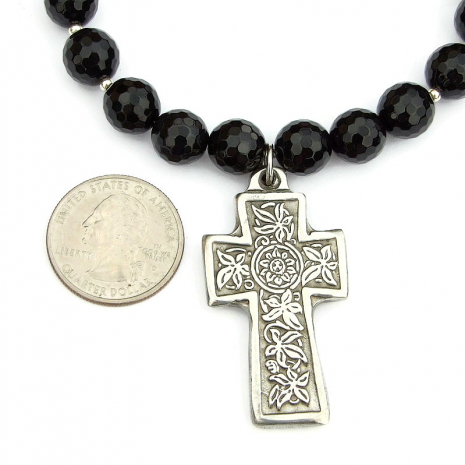 cross christian necklace handmade gift for women