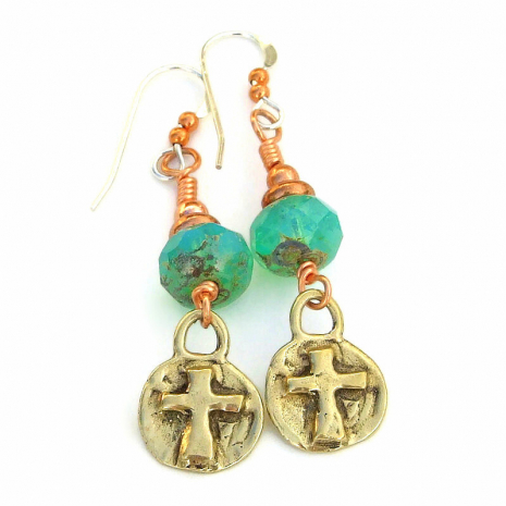 cross earrings handmade gift for women