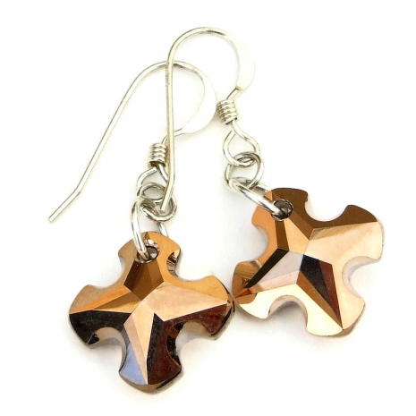 cross earrings swarovski crystal gift for women
