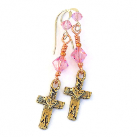 cross heart jewelry religious Christian handmade gift for women