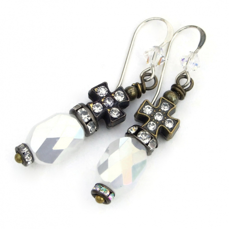 crosses crystals jewelry handmade gift for women