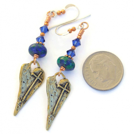 crosses hearts handmade earrings gift for her