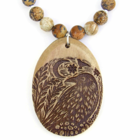 crow raven handmade pendant jewelry gift for women