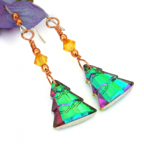 crystal christmas tree jewelry green yellow
