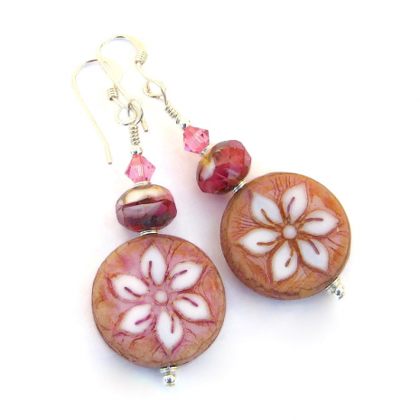 czech glass flower jewelry gift for her