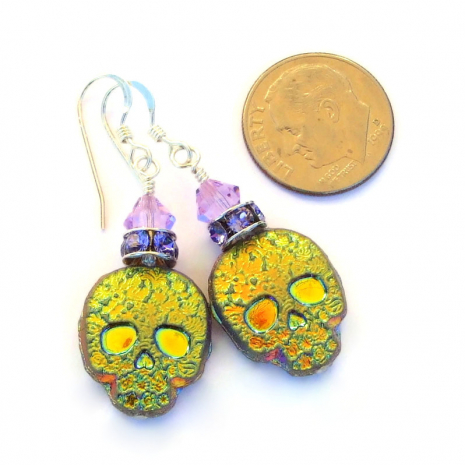 czech glass skull jewelry gift for her
