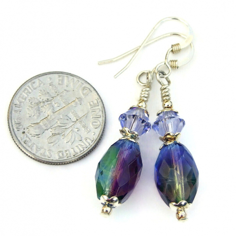 czech glass swarovski crystal dangle earrings
