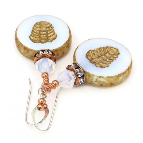 czech glass trilobite handmade jewelry with crystals