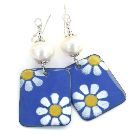 daisy flower earrings handmade gift for her