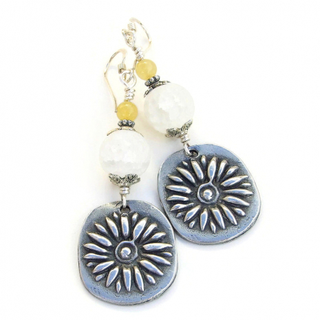 daisy flower handmade earrings boho floral gift for her