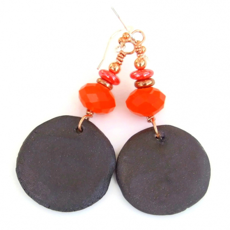 dark brown back side of firebird bird lover handmade earrings