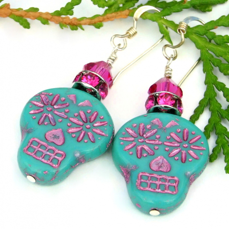 day of the dead sugar skull earrings halloween