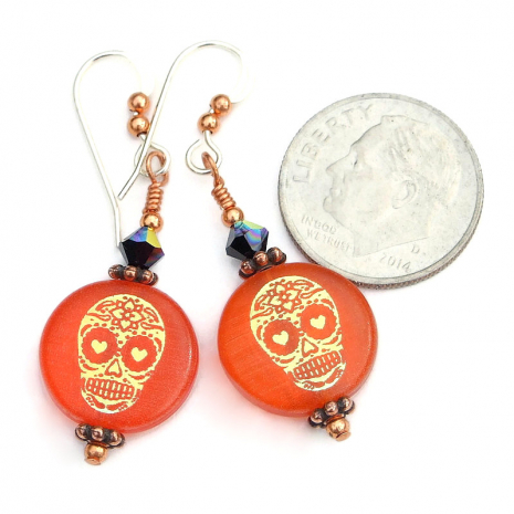 day of the dead sugar skull handmade jewelry halloween gift for her