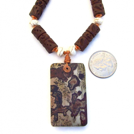 dendritic picture jasper pendant jewelry gift for her