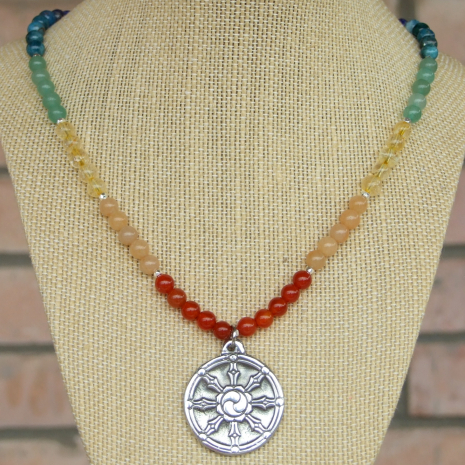dharma wheel chakra necklace handmade gift for women