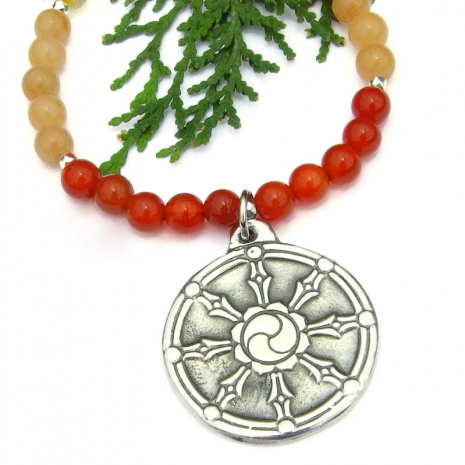 dharmachakra wheel handmade gemstone jewelry chakra buddhist