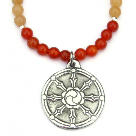 dharmachakra wheel pendant jewelry handmade gift for her