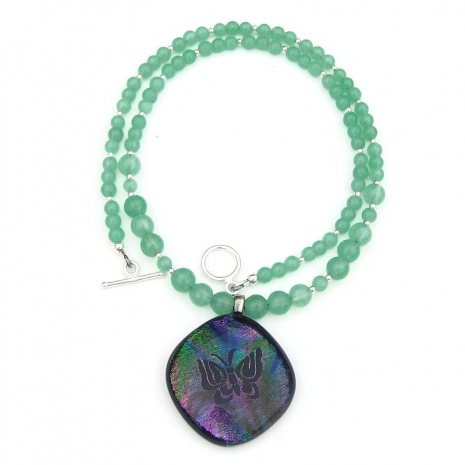 dichroic butterfly pendant necklace gift for women