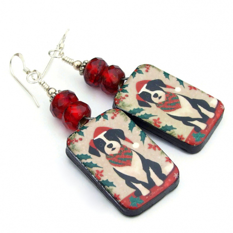 dog dogs christmas handmade earrings gift for women