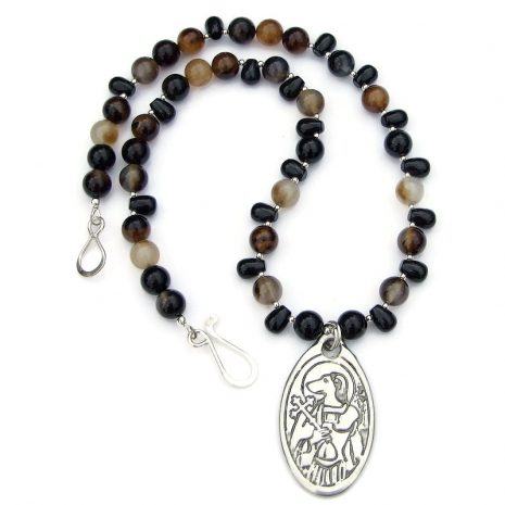 dog head st christopher pendant necklace handmade gift for women