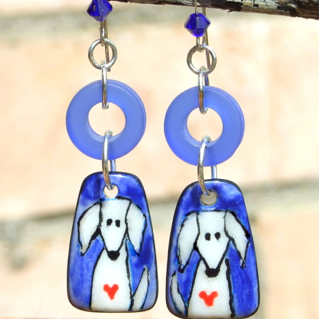 dog heart boho jewelry handmade gift for women white blue red lightweight