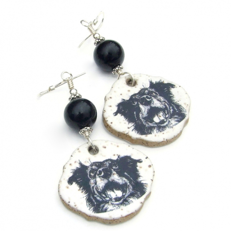 dog jewelry handmade happy dogs gift for women black white