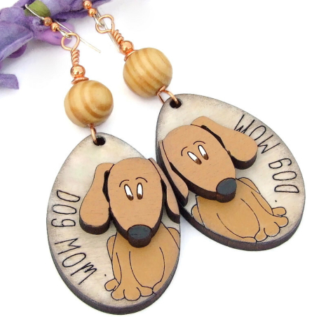 dog lover mom handmade jewelry laser wood lightweight