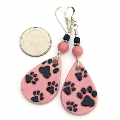 dog lover paw print handmade earrings gift for her