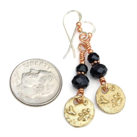 dog lover paw prints hearts jewelry handmade rustic bronze black onyx